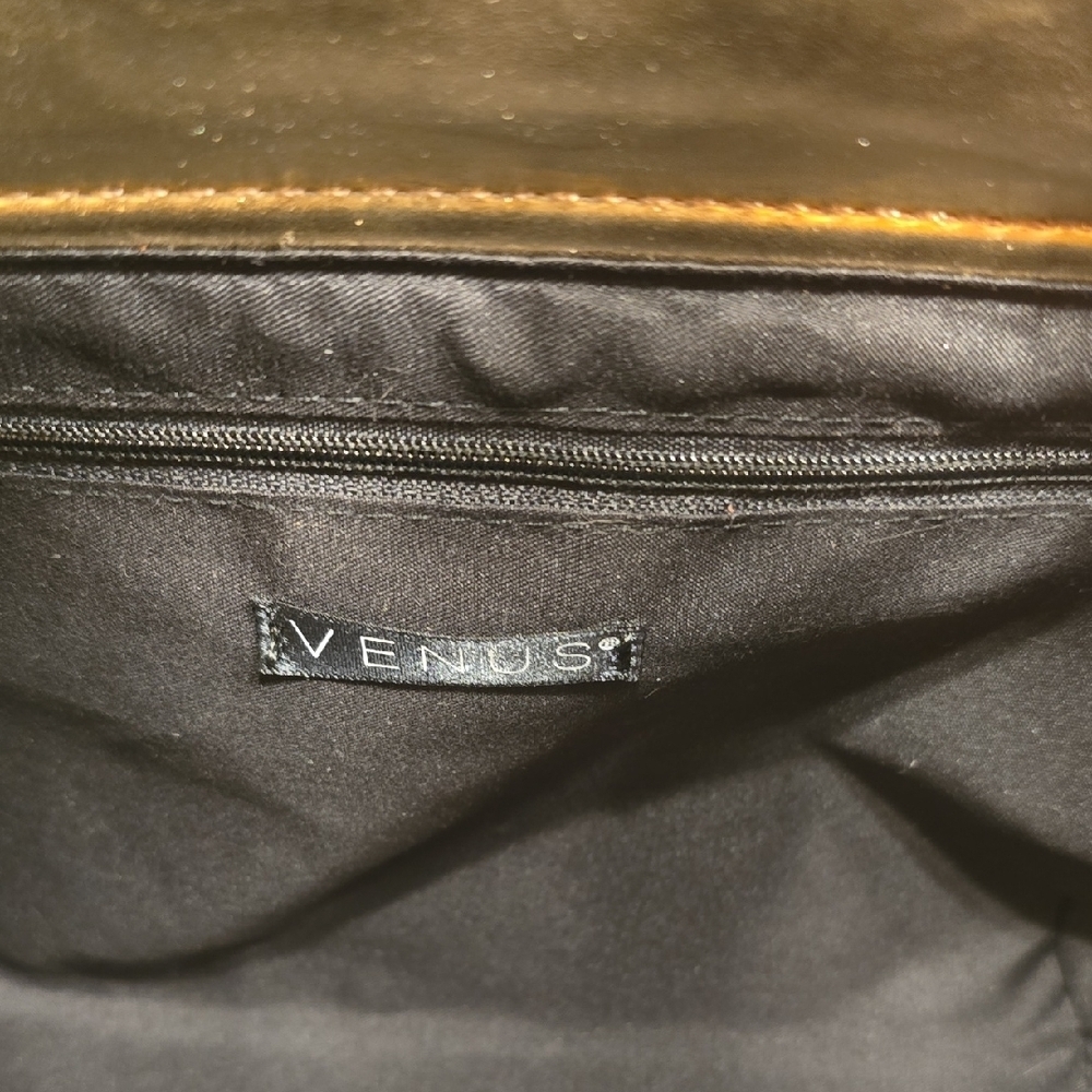 VENUS Black and White Satchel with Gold Accents - Picture 4 of 7